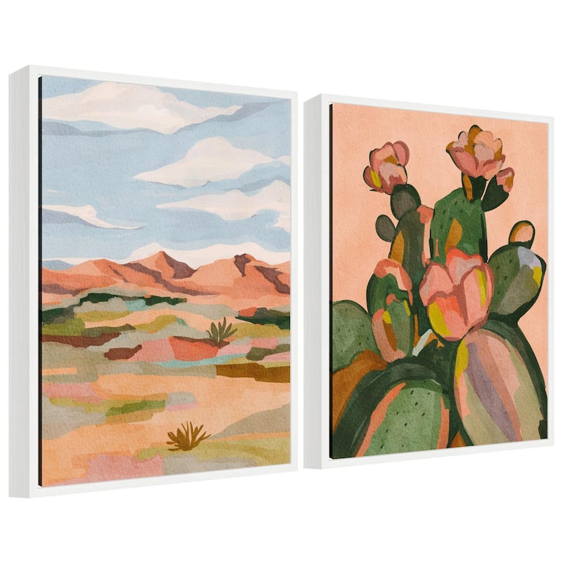 Kate and Laurel Sylvie Southwestern Dreams 1 and 2 Framed Canvas Art Set by Nikita Jariwala - 2pk - 18 x 24