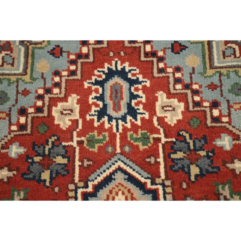 Hand Knotted Oriental 100% Wool Carpet Traditional Medallion Oranges & Rust Heriz (serapi) Area Rug - 5' 1'' X 3' 0''