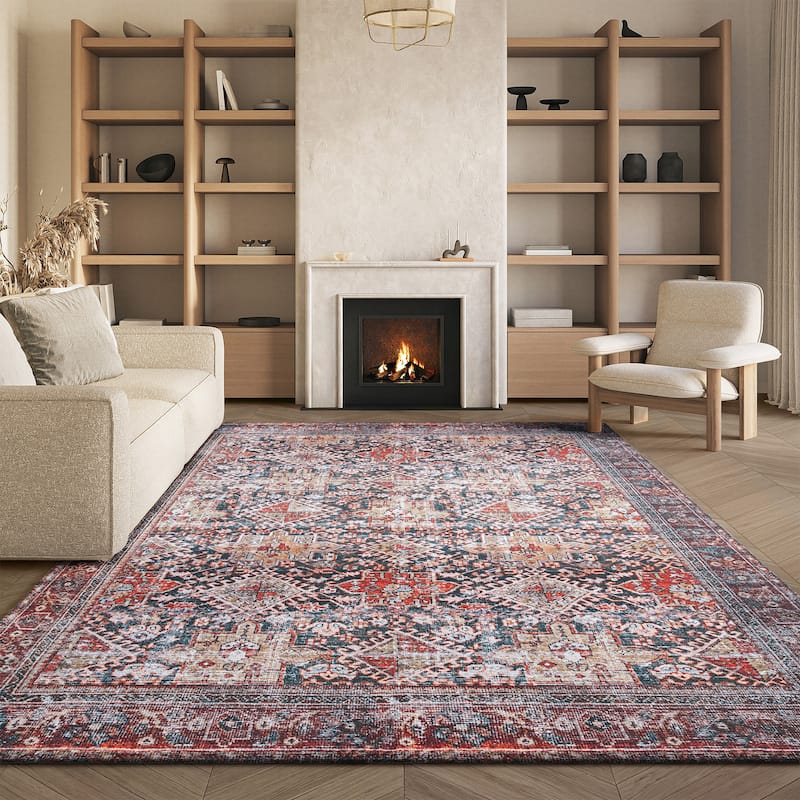 SAFAVIEH Tucson Machine Washable Slip Resistant Eldora Traditional Rug