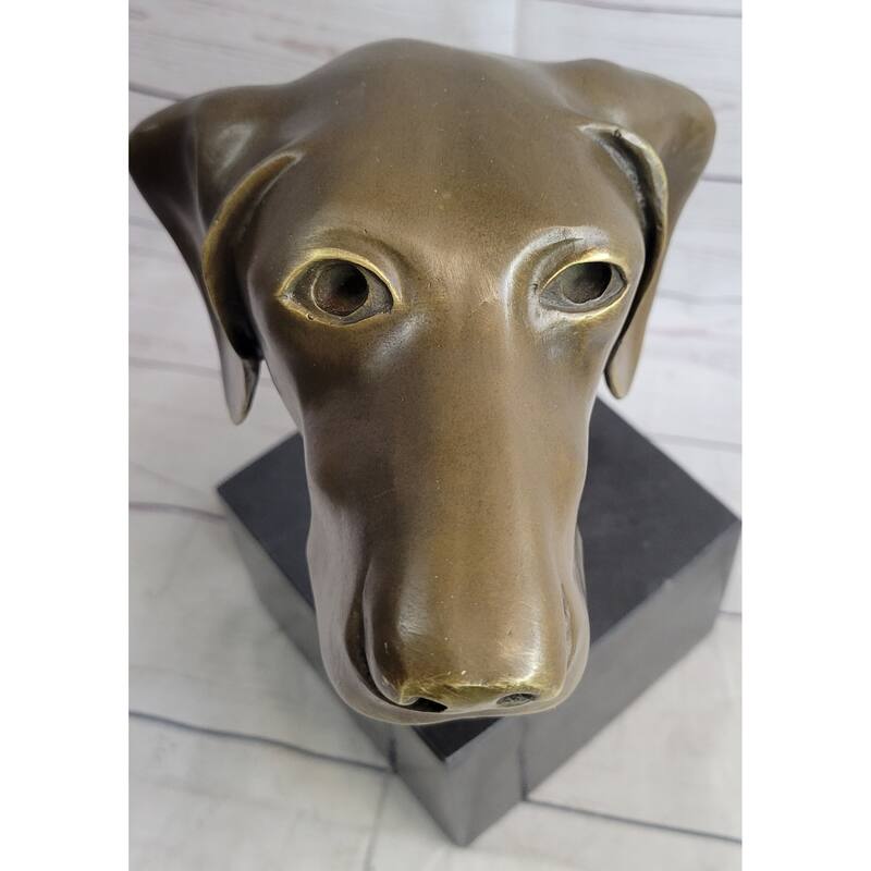 Weimaraner Vizsla Imitative Dog Bronze Bust Sculpture Statue Home Decor Figurine On Marble Base