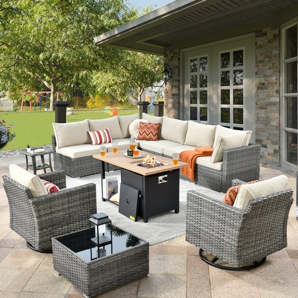 Sofa Set Patio Furniture Firepit And Chairs XIZZI 11-Piece Outdoor