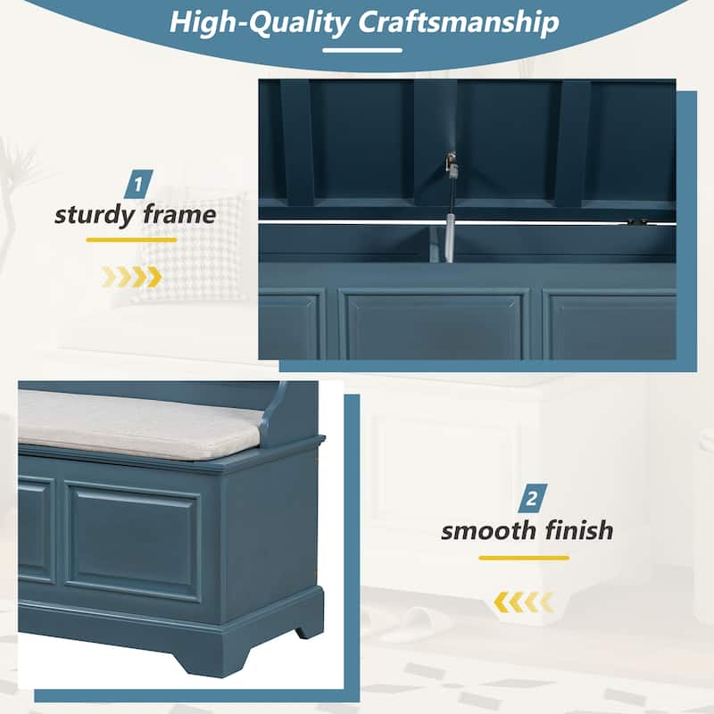Retro Shoe Storage Bench with Safe Soft-Close Devices, Storage Chest with Hidden Storage