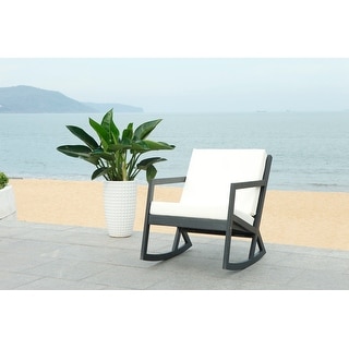 SAFAVIEH Vernon Black Outdoor Rocking Chair w/ White Cushions