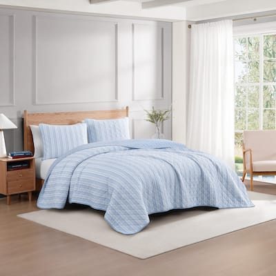 Tommy Hilfiger Sailing Stripe Cotton Blue Quilt Set