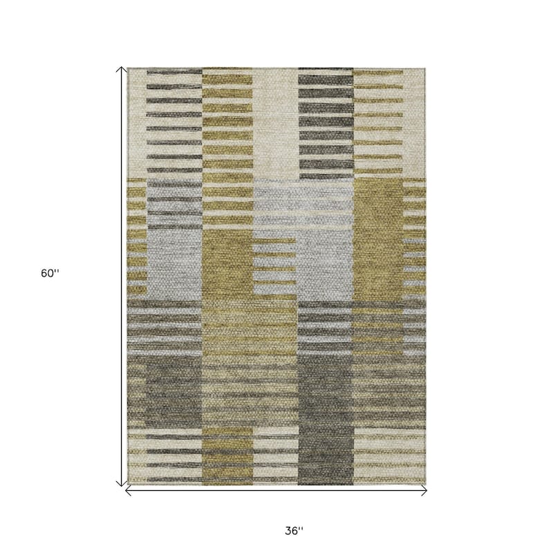 HomeRoots Striped Transitional Rectangle Outdoor Rug
