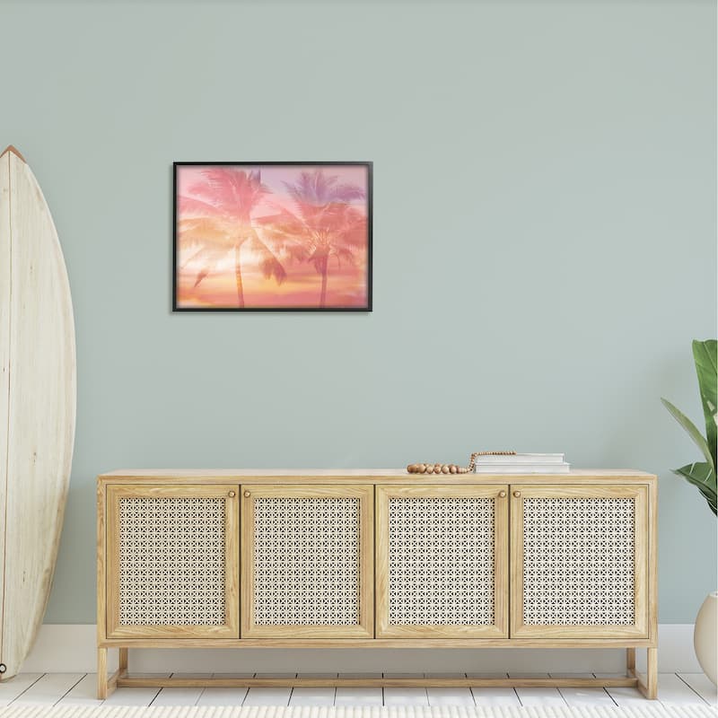Stupell Summer Palm Trees Sunrise Tropical Windblown Leaves Framed Wall Art, Design by Mia Jensen