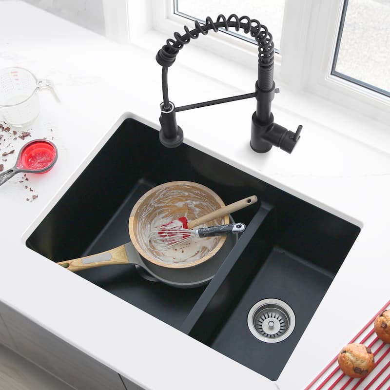 Dual mount 27" Composite Granite Double-Bowl Kitchen Sink S-827