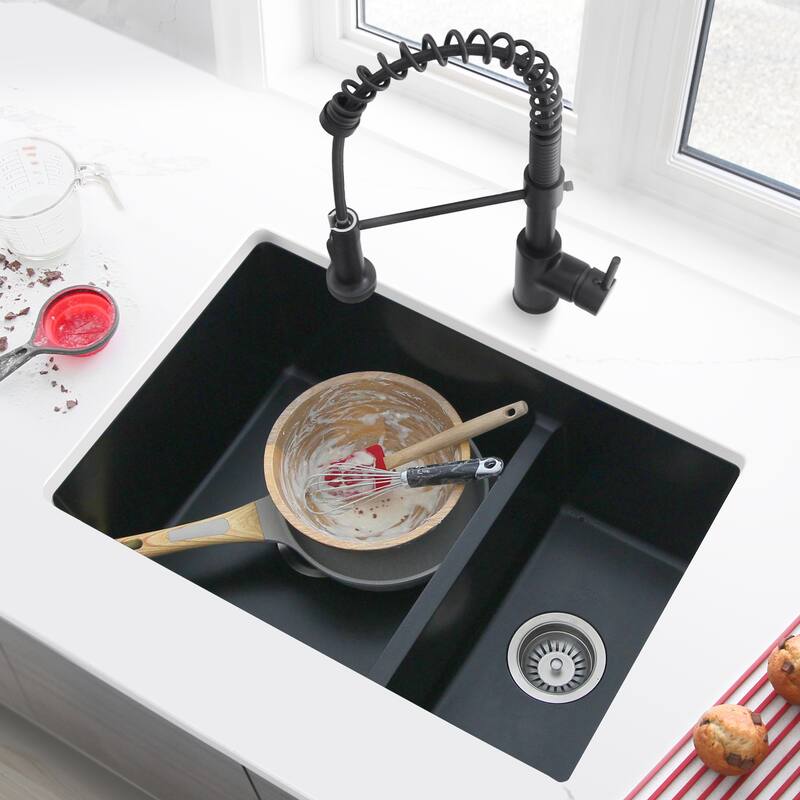 Dual mount 27" Composite Granite Double-Bowl Kitchen Sink S-827