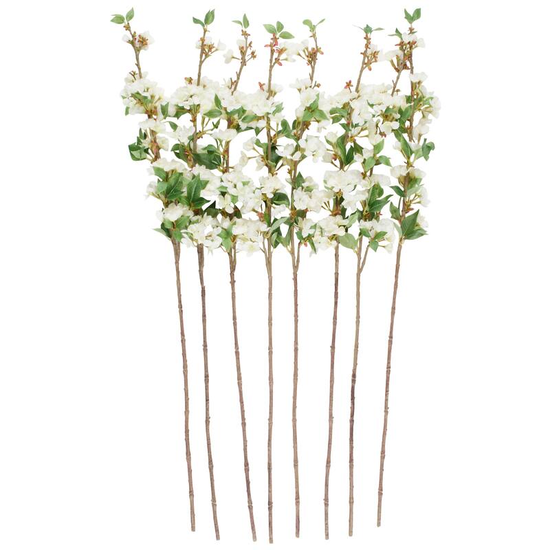 White Faux Foliage Tall Begonia Artificial Flower Stem (Set of 8)