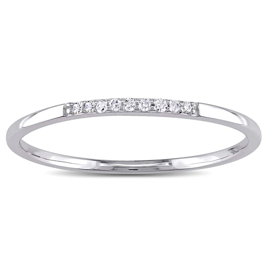 Miadora 10k White Gold Thin Stackable Diamond Anniversary Band Ring