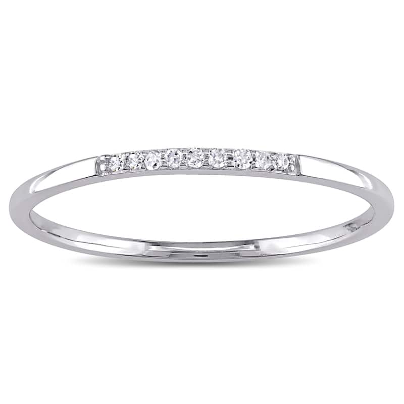 Miadora 10k White Gold Thin Stackable Diamond Anniversary Band Ring