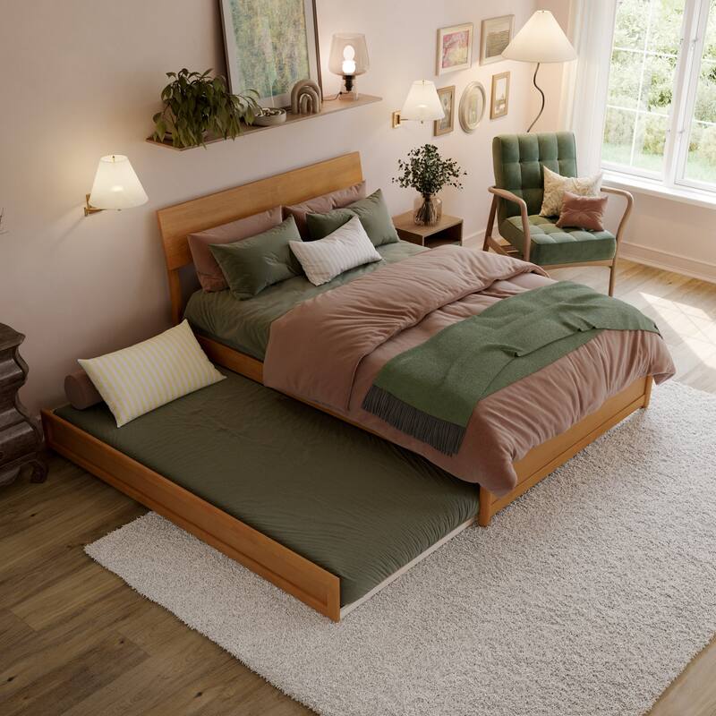 Norla Wood Platform Bed with Trundle
