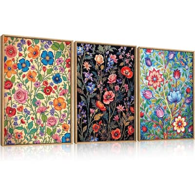 Abstract Colorful Wildflower Wall Decor,Rustic Bouquet Wall Painting
