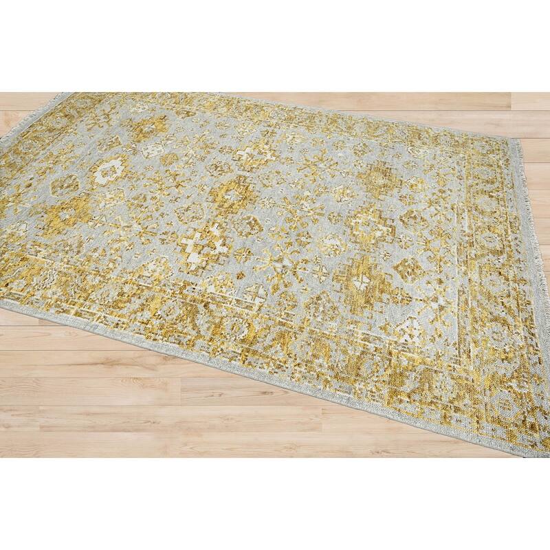 Hand Knotted Turkish Oushak Gray Wool Transitional Oriental Area Rug