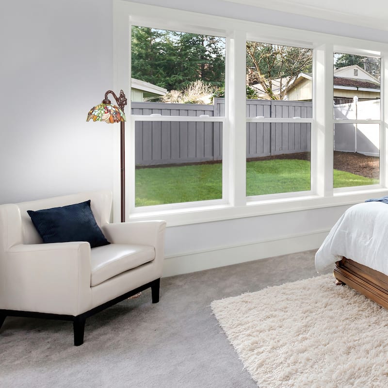 Victoria River of Goods Multicolor Tiffany Style Stained Glass Dome Shade 60-Inch Floor Lamp - 19" x 11.25" x 60"