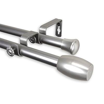 Decorative Double Curtain Rod - Antique Style Window Treatment Hardware - Satin Nickel Finish - 48