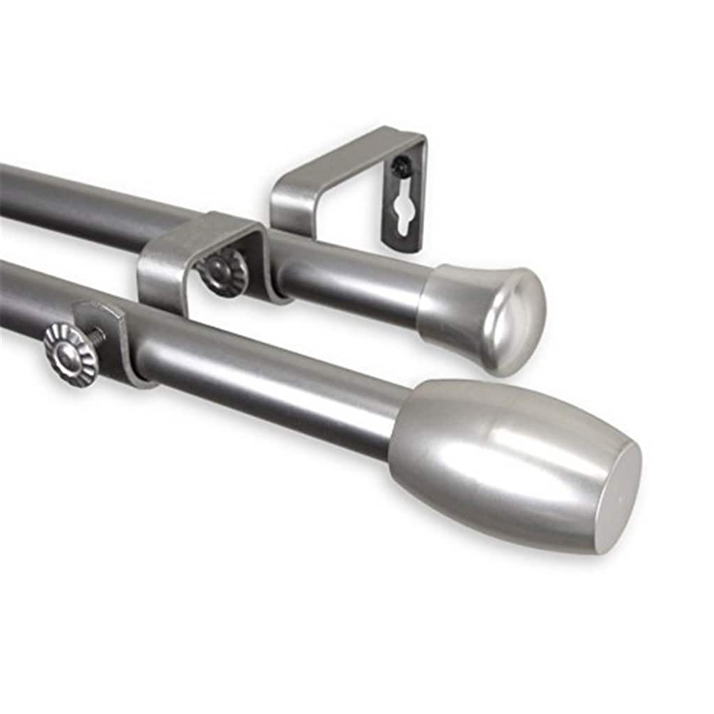 Decorative Double Curtain Rod - Antique Style Window Treatment Hardware - Satin Nickel Finish - 48