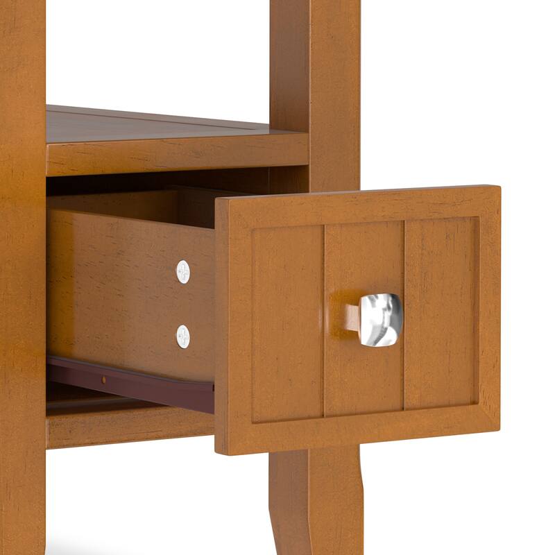 WYNDENHALL Normandy 14 inch Wide Solid Wood Transitional Narrow Side Table with Drawer - 24" D x 14" W x 20" H