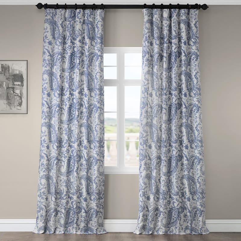 Exclusive Fabrics Edina Washed Classic Paisley Printed Cotton Curtain Panel