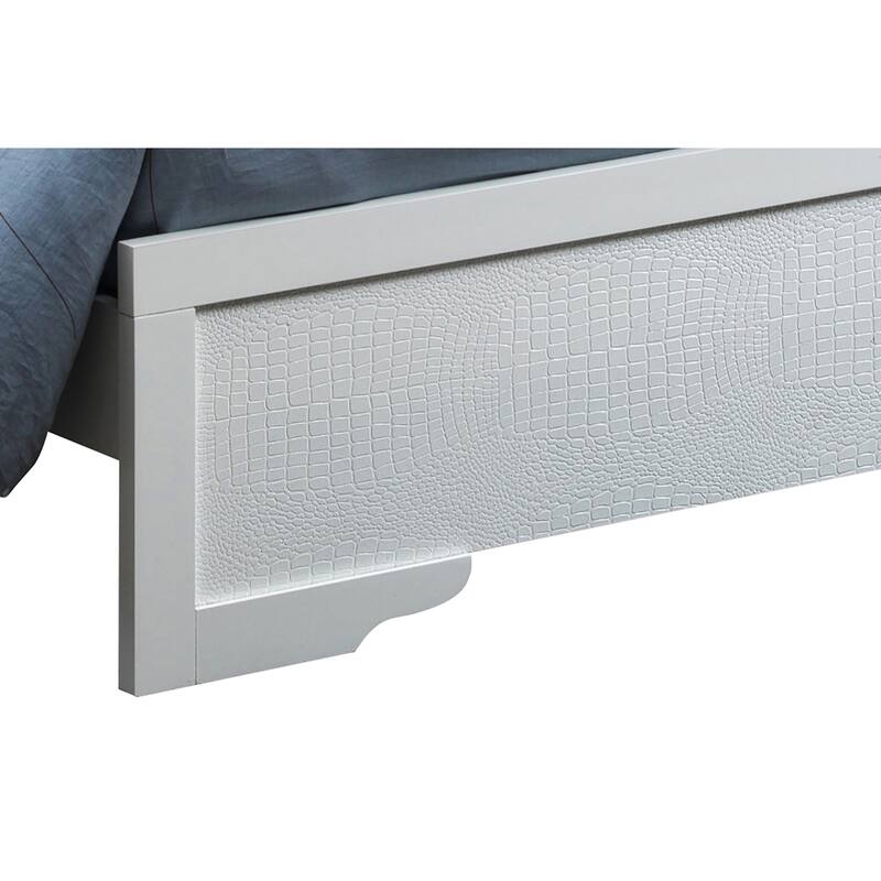 Champagne Bed with LED Lighting - Full Panel Bed - Tufted Leather Headboard - 57x80x53" - Requires Box Spring