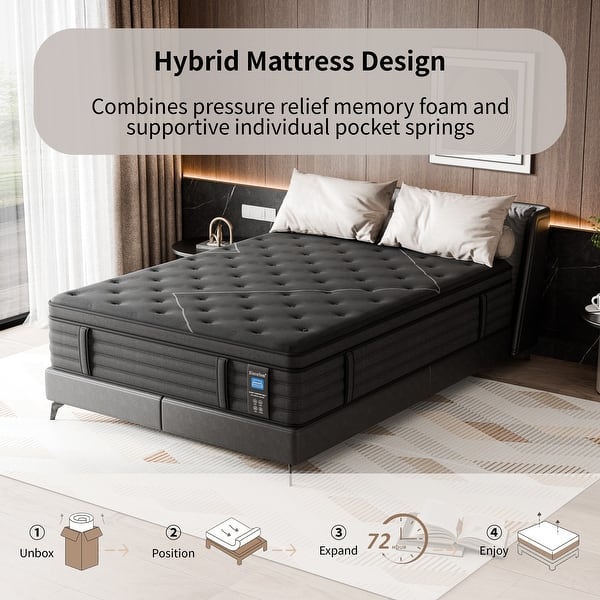 Modland 14inch Cooling Gel Extra Firm Mattress for Back Pain Relief in a Box, Twin/Full/Queen/King Size