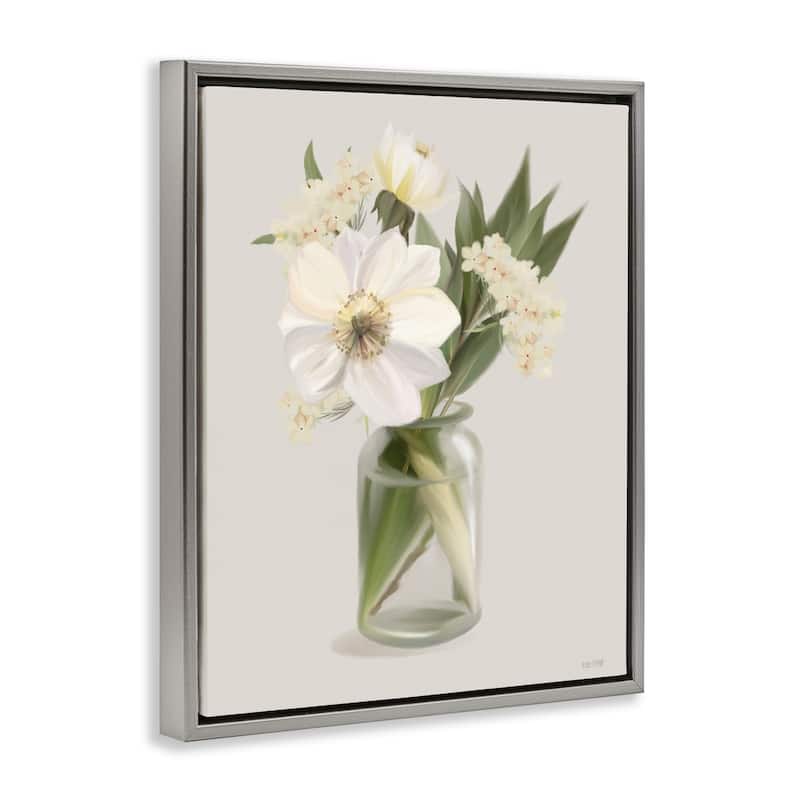Stupell Spring Flower Bundle Vase Framed Floater Canvas Wall Art Design By House Fenway
