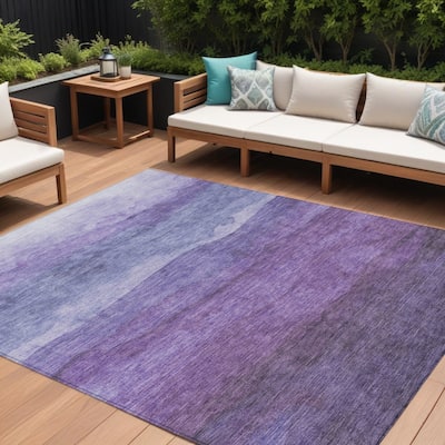 HomeRoots Abstract Modern Rectangle Outdoor Rug
