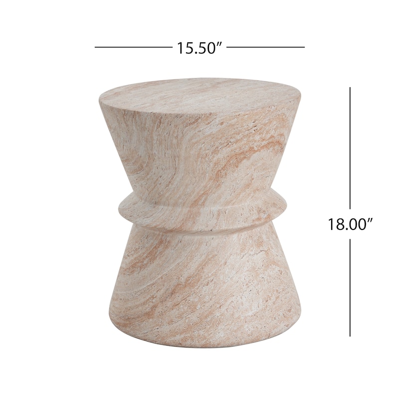Roomfitters Outdoor Indoor Lightweight Side Table, Modern Accent End Table with Travertine Finish