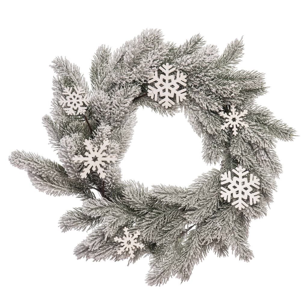 Transpac Artificial 24 in. White Christmas Snowflake Wreath