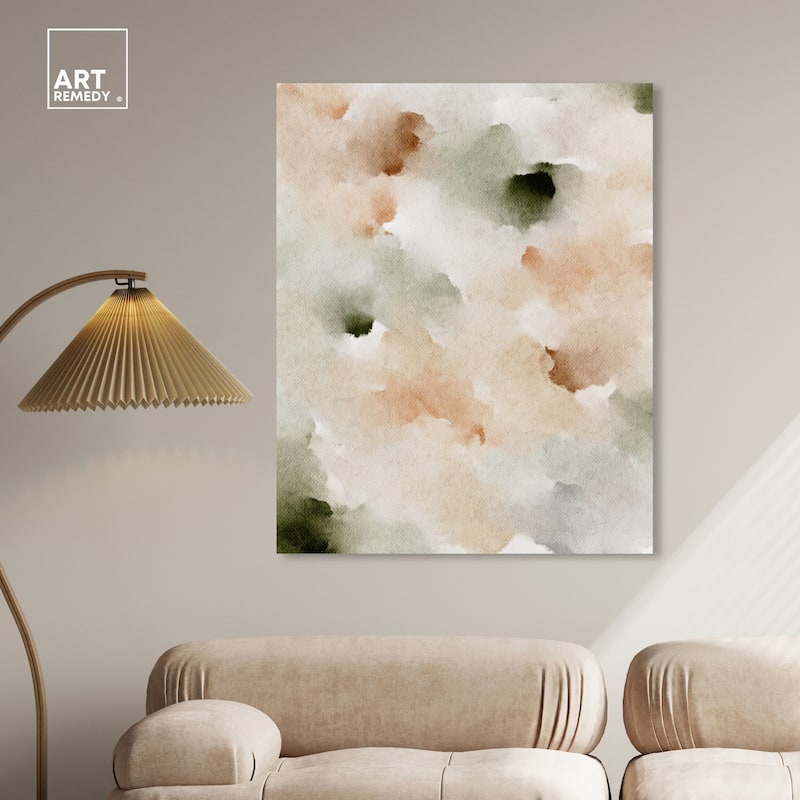 Art Remedy Cotton Balls And Cinnamon Gallery Wrapped Watercolor Boho Abstracts