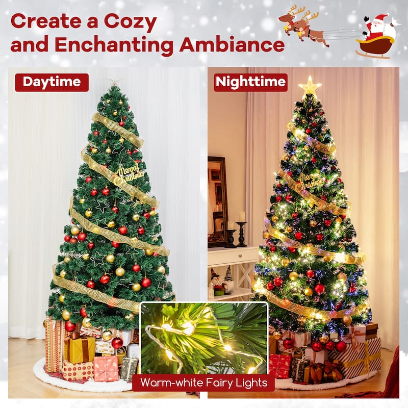 Gymax 4/5/6/7 FT Artificial Xmas Tree w/ 270 Branch Tips 509 Warm