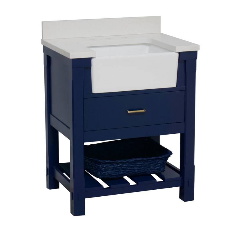 KitchenBathCollection Charlotte 30" Farmhouse Bathroom Vanity with Quartz Top