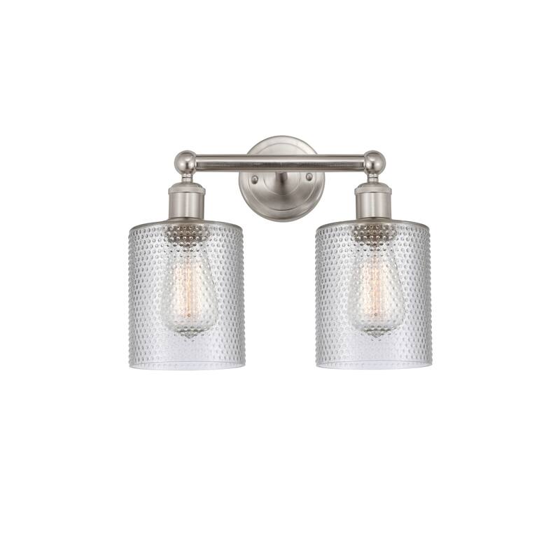 Innovations Lighting 616-2W-12-14 Cobbleskill Vanity Cobbleskill 2 - Brushed Satin Nickel / Clear
