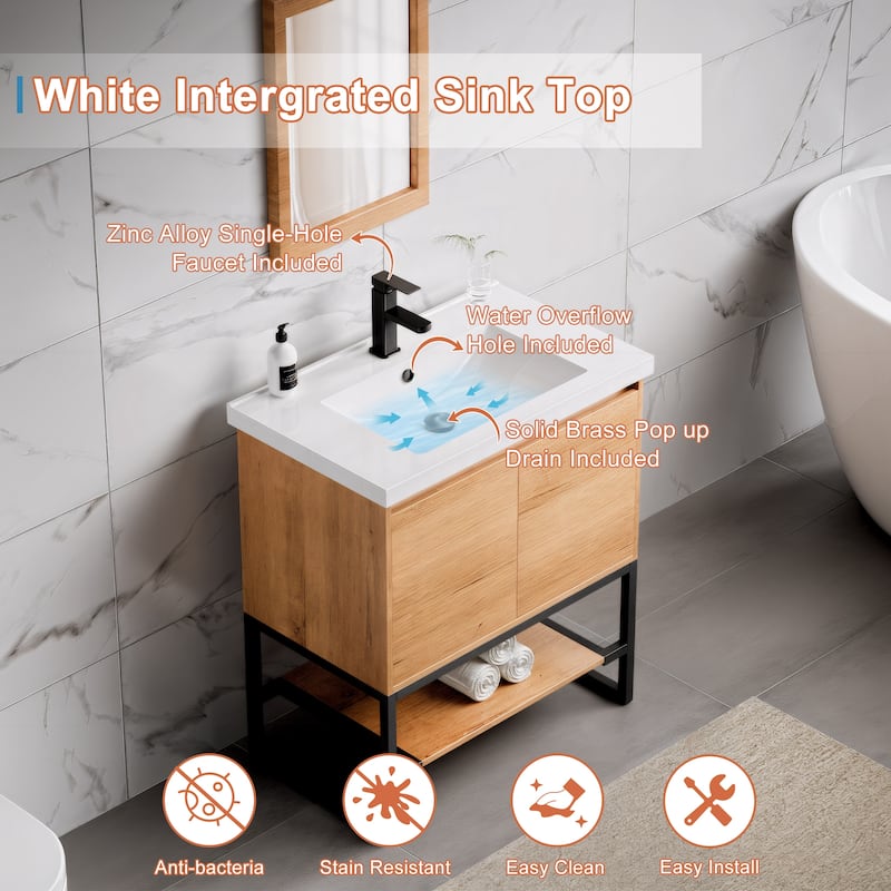 Bathroom Vanity Set Integrated Sink Top Combo Free Standing