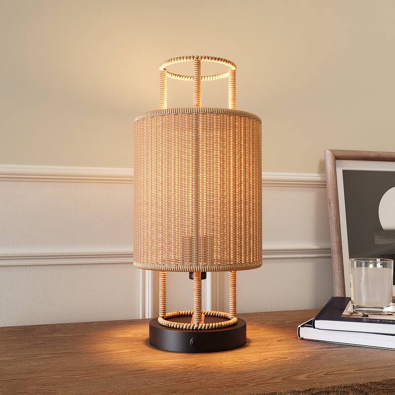 Acroma Modern Table Lamp with Rattan Shade