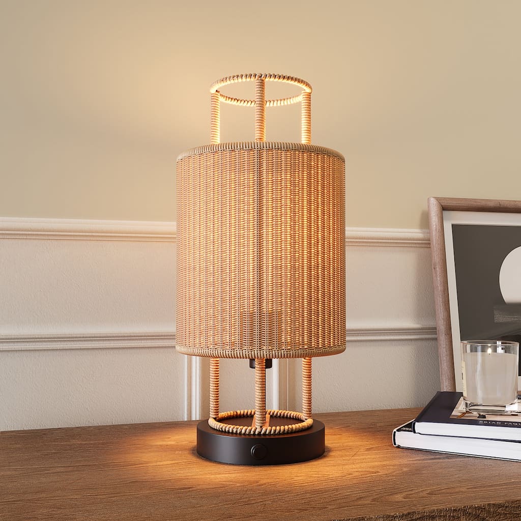 Acroma Rattan Lantern 1-Light table lamp