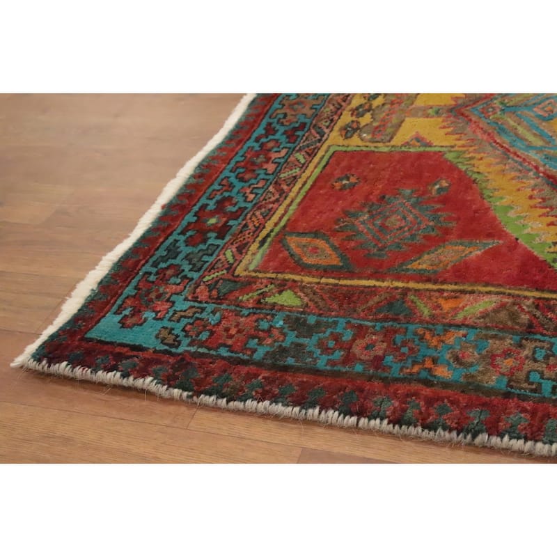 Hand Knotted Oriental 100% Wool Carpet Traditional Geometric Oranges & Rust Ardebil Runner Rug - 11' 4'' X 3' 2''