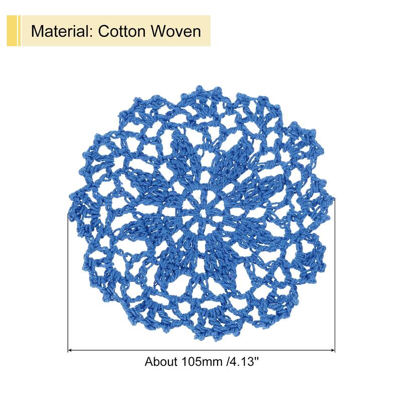 Fabric Coasters, 4pcs 4" - Cotton Woven Crochet Doilies with Floral - 105mm