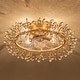 preview thumbnail 5 of 11, 23" Contemporary Gold 4-Light Crystal Low-Profile Flush Mount Ceiling Fan with Remote