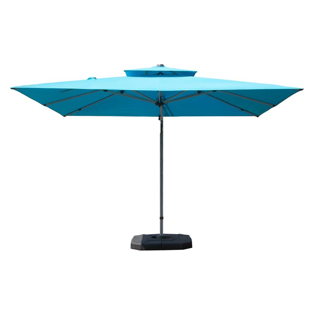 9x11 Rectangle Cantilever Umbrella with Center Pole, Lake Blue, 360° Rotation, 5-Position Tilt, Hydraulic Opening, UPF 50+