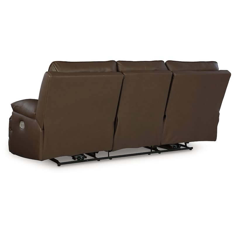 Signature Design by Ashley VonRyan Dark Brown Power Reclining Sofa with Adjustable Headrest - 92"W x 42"D x 42"H