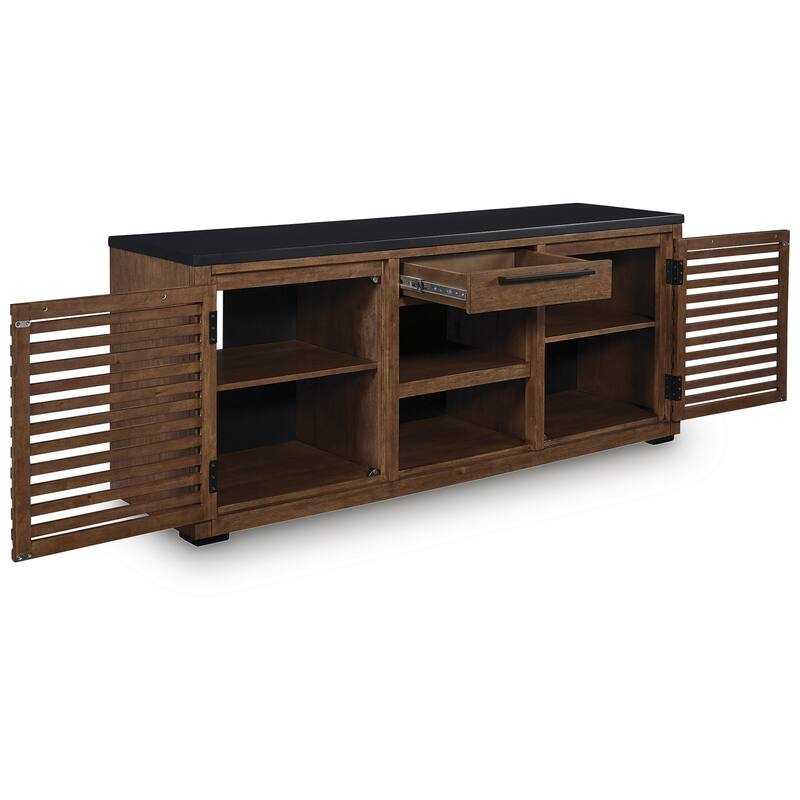 Signature Design by Ashley Kallari Warm Brown/Black Credenza - 66"W x 19"D x 28"H