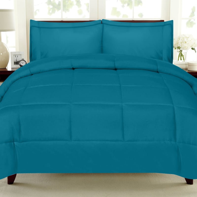 Sweet Home Collection Luxury Solid Bed-In-a-Bag with Sheet Set - Teal - Twin