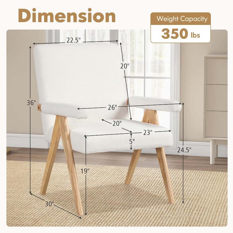Sherpa Fabric Armchair Upholstered Reading Chair Leisure Chair