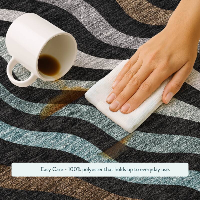 Machine Washable Indoor/ Outdoor Modern Eureka Chantille Rug