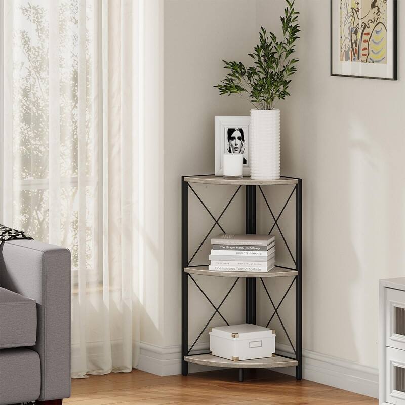 Corner Shelf with Metal Frame - 11.8"D x 11.8"W x 26.9"H