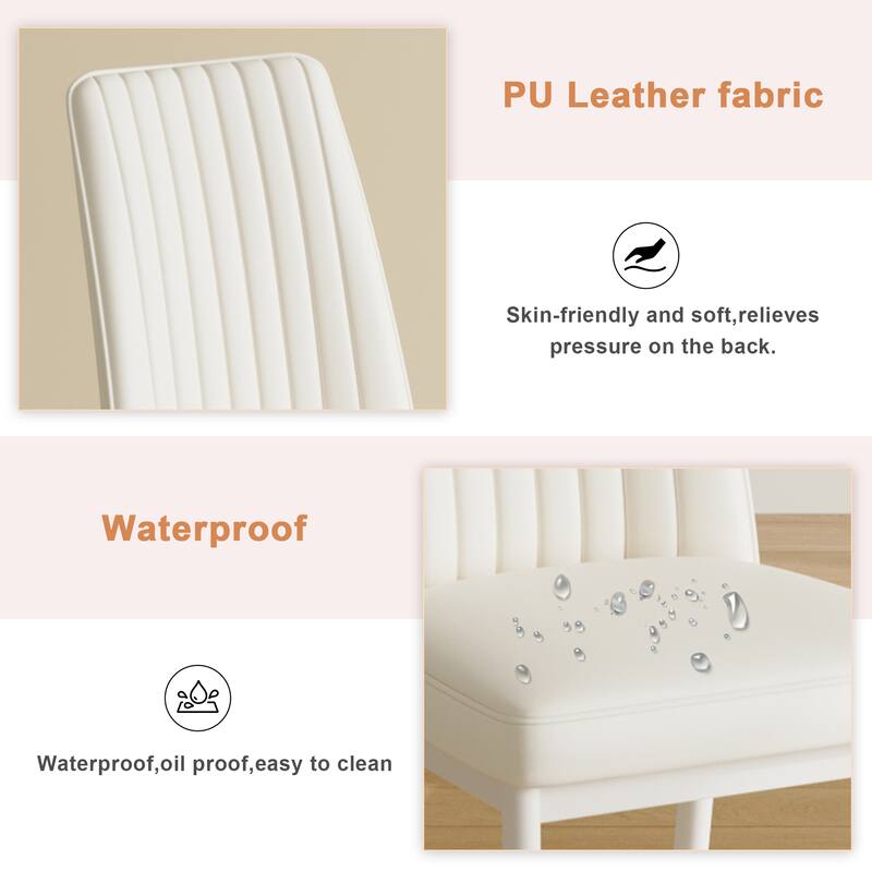 Roomfitters PU Dining Chairs with High Backrest and White Legs, Set of 6 for Dining Room, Kitchen or Living Room, White