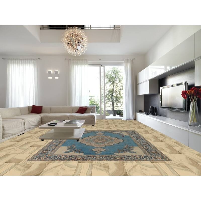 Blue Tabriz Vintage Persian Area Rug Handmade Traditional Wool Carpet - 9'7" x 12'8"