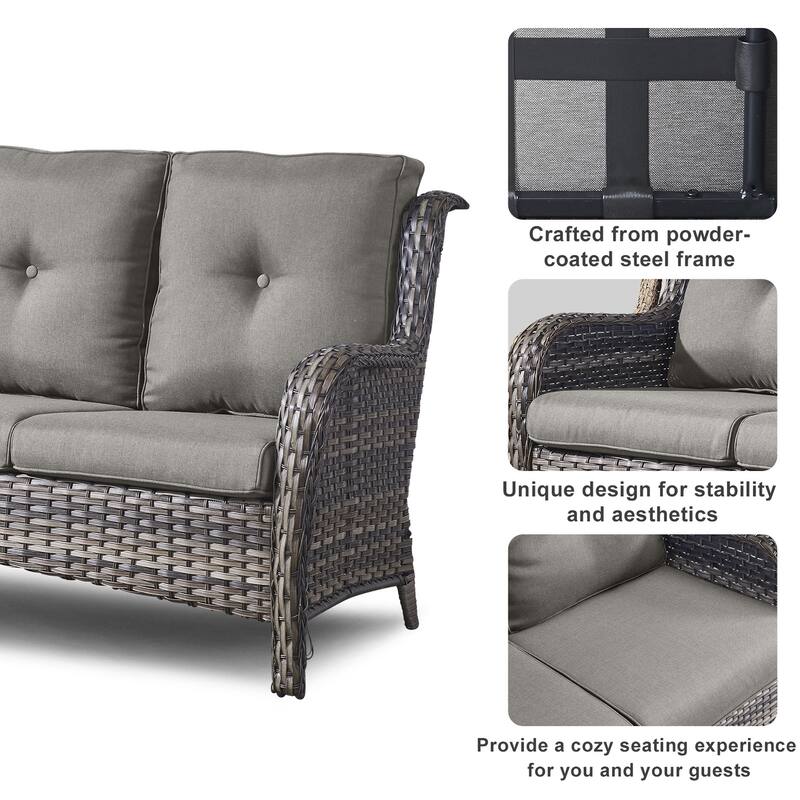 Patio Sofa Sets with Fire Pit Table