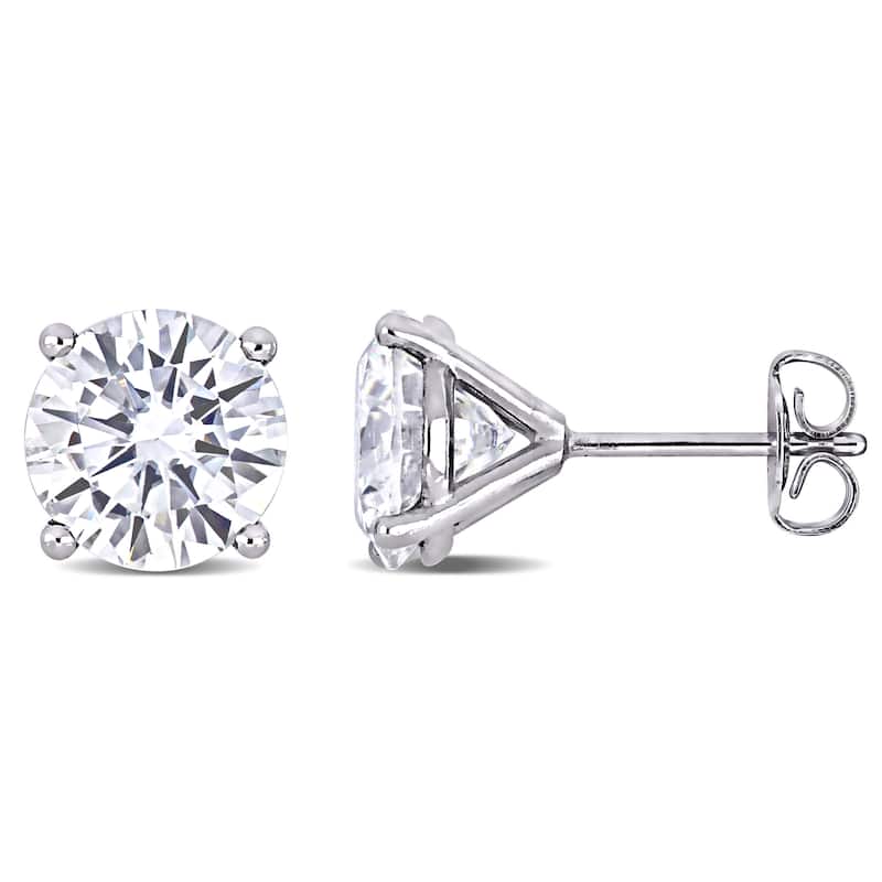 Miadora 4ct DEW Moissanite Solitaire Stud Earrings in 14k White Gold